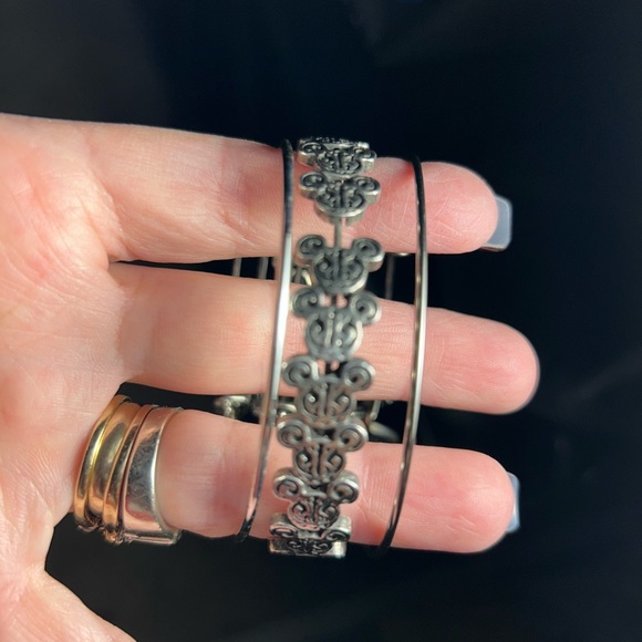 set of three Disney Alex and Ani, Pixar, silver bracelets, Mickey wrap around. - Picture 13 of 14